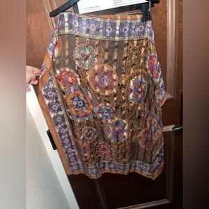 Vintage Colorful Medallion Patterned Scarf Italian 31”x31”